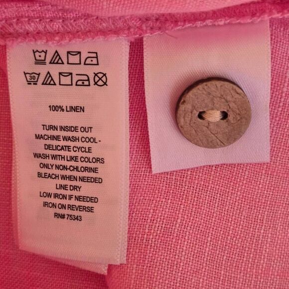 Cynthia Rowley Womens Pink Linen Short Sleeve Blouse Size Small - Picture 8 of 9